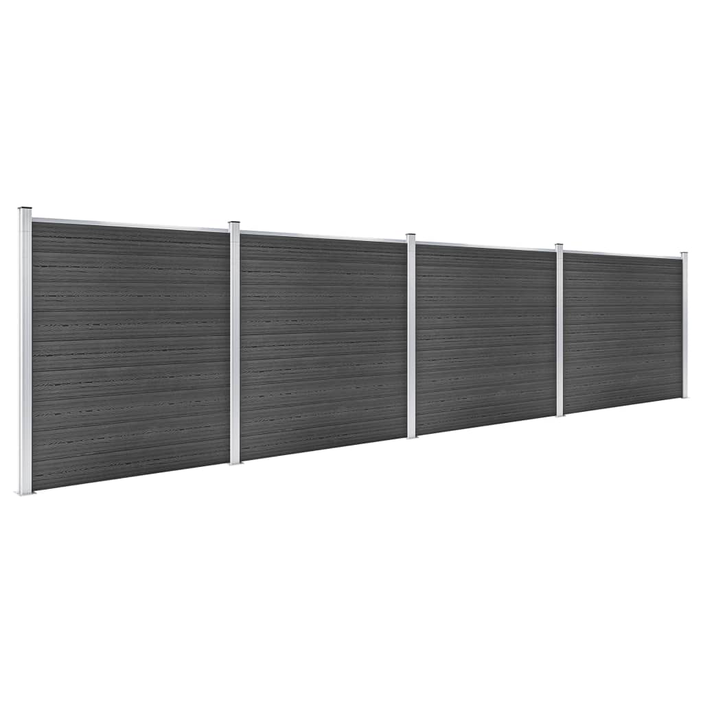 Fence Panel Set WPC 699x186 cm Black