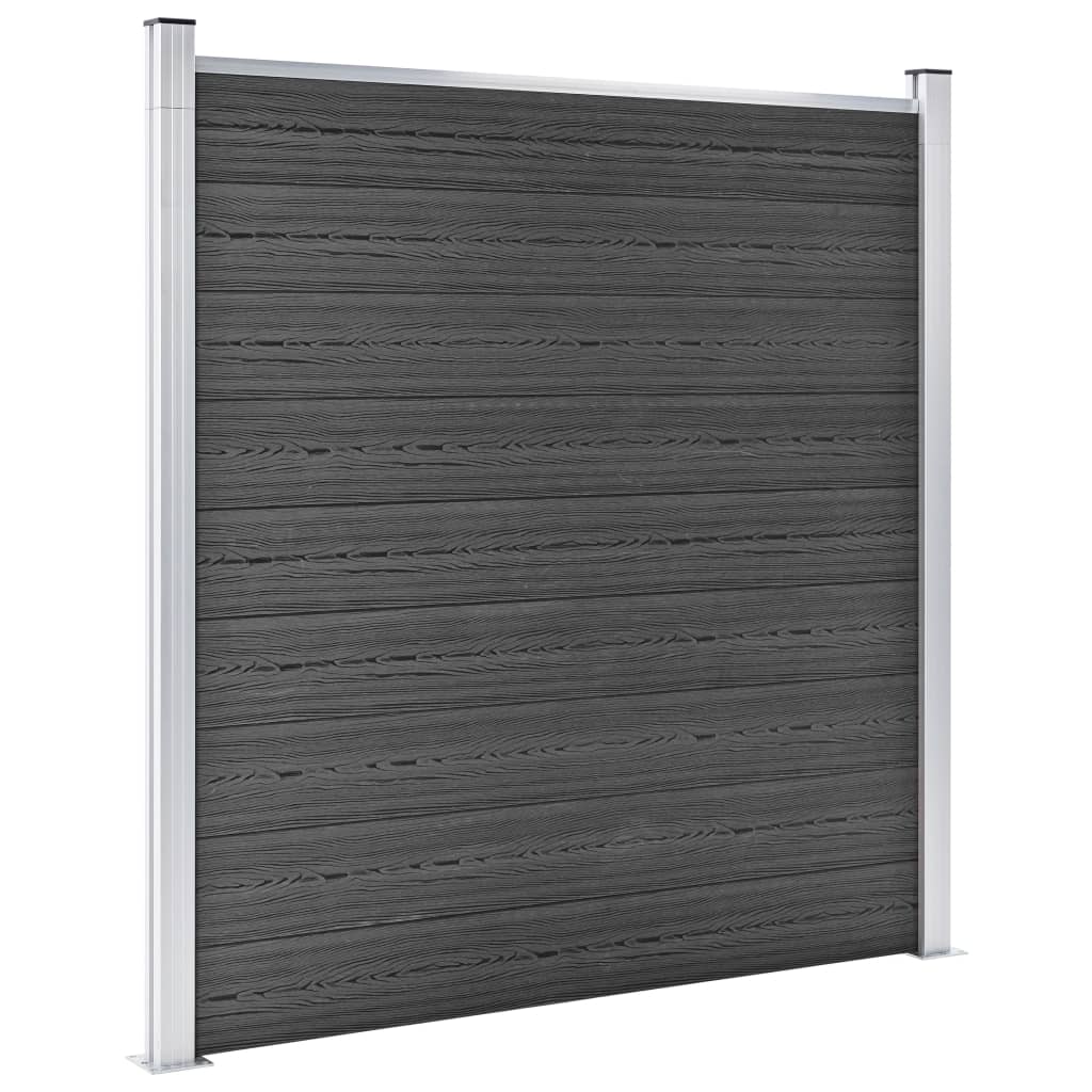 Fence Panel Set WPC 699x186 cm Black