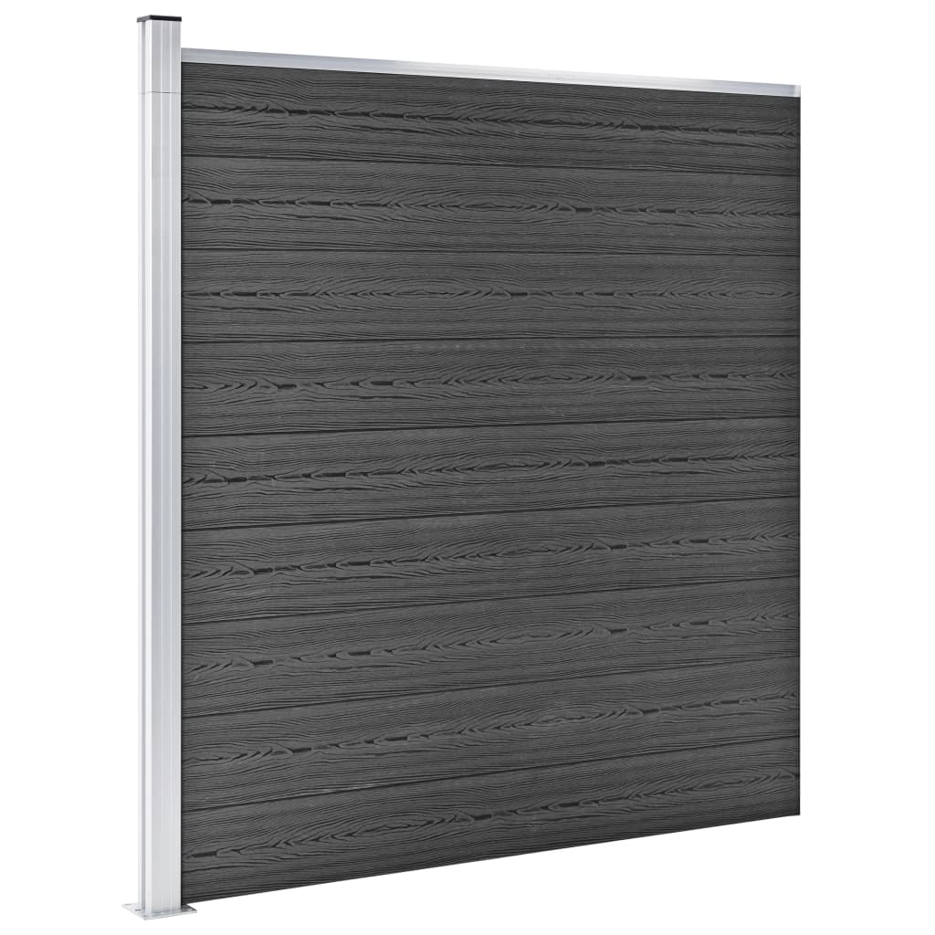Fence Panel Set WPC 699x186 cm Black