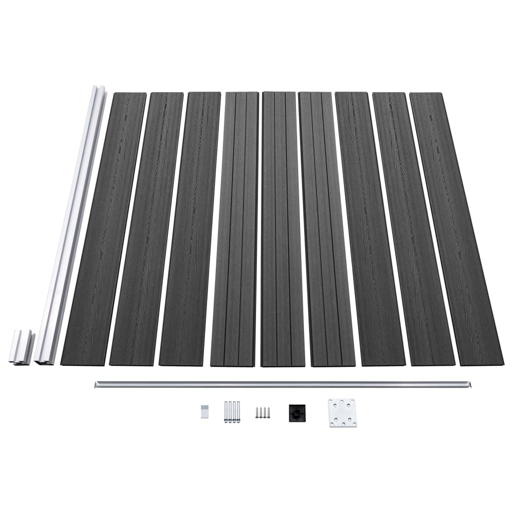 Fence Panel Set WPC 699x186 cm Black