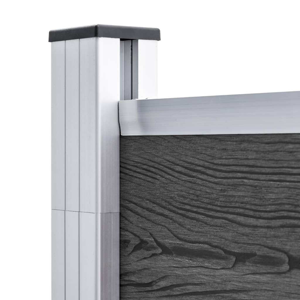 Fence Panel Set WPC 699x186 cm Black
