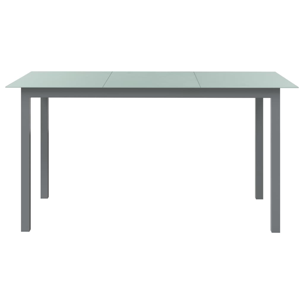 7 Piece Garden Dining Set Aluminium Silver and Black