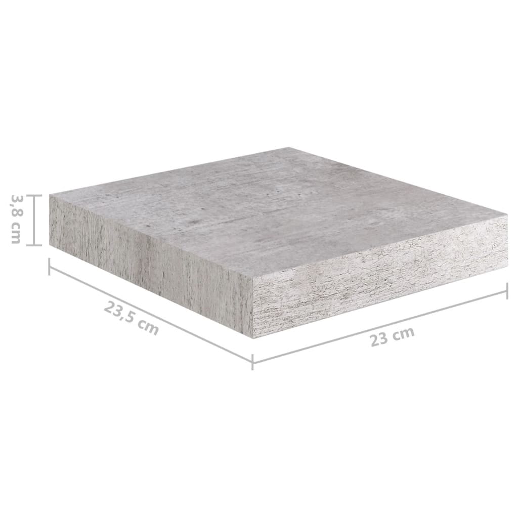 Floating Wall Shelf Concrete Grey 23x23.5x3.8 cm MDF