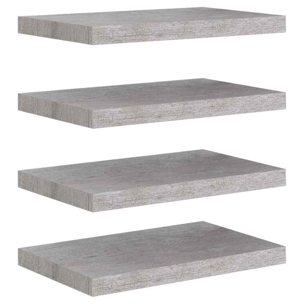 Floating Wall Shelves 4 pcs Concrete Grey 50x23x3.8 cm MDF