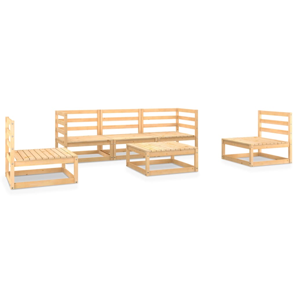 6 Piece Garden Lounge Set Solid Wood Pine