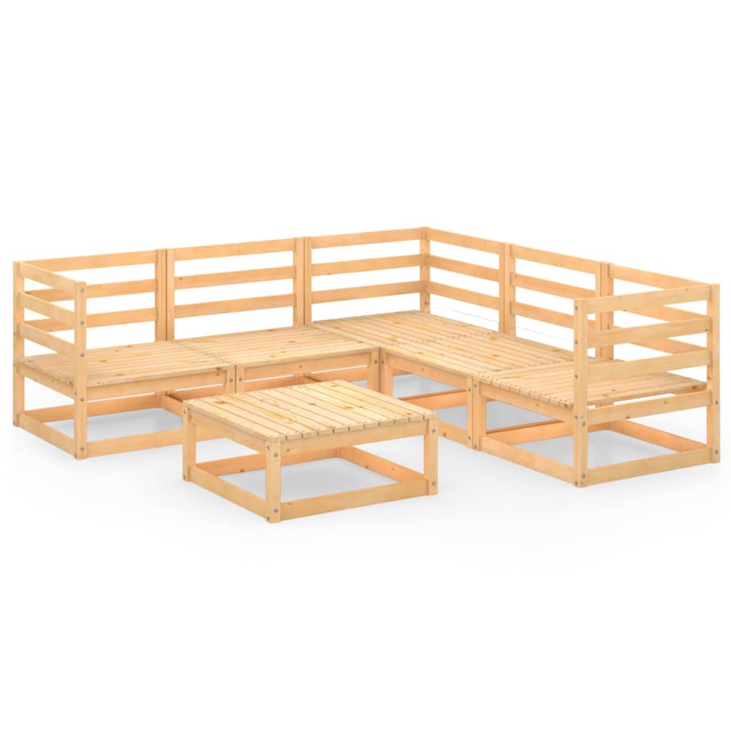 6 Piece Garden Lounge Set Solid Wood Pine