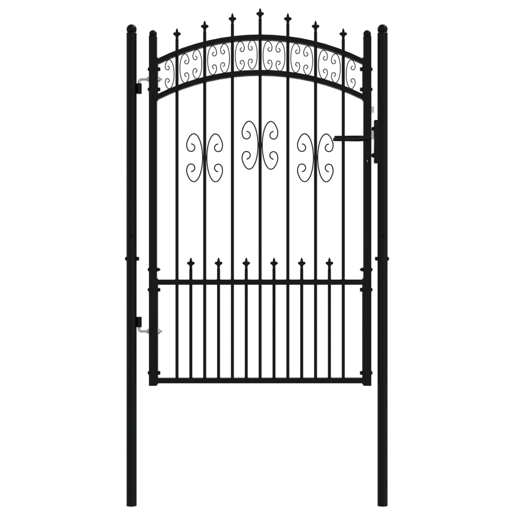 Fence Gate with Spear Top Black 103x150 cm Powder-coated Steel