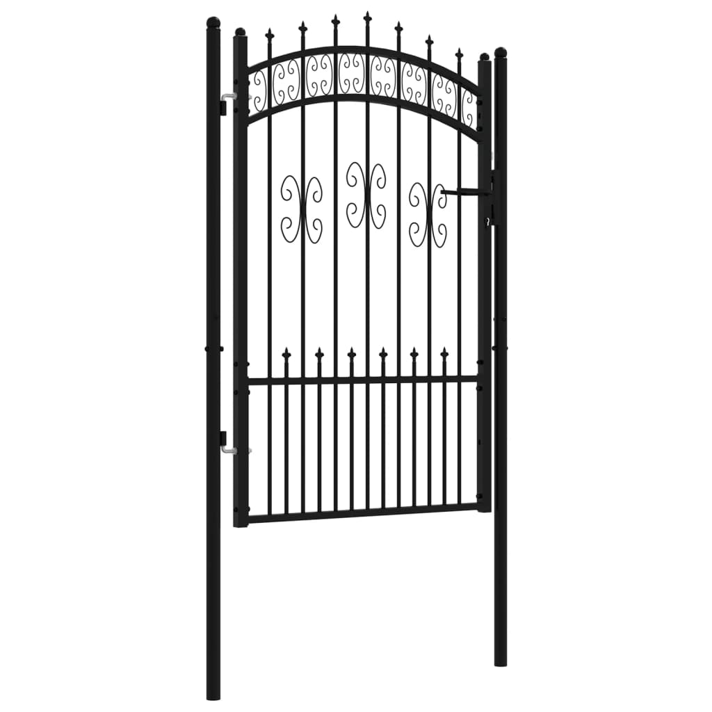Fence Gate with Spear Top Black 103x150 cm Powder-coated Steel
