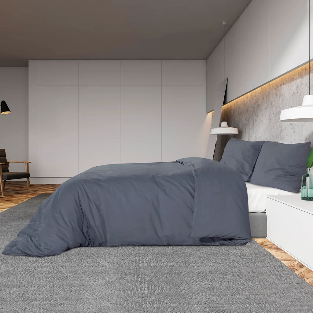 Duvet Cover Set Anthracite 225x220 cm Light-weight Microfiber