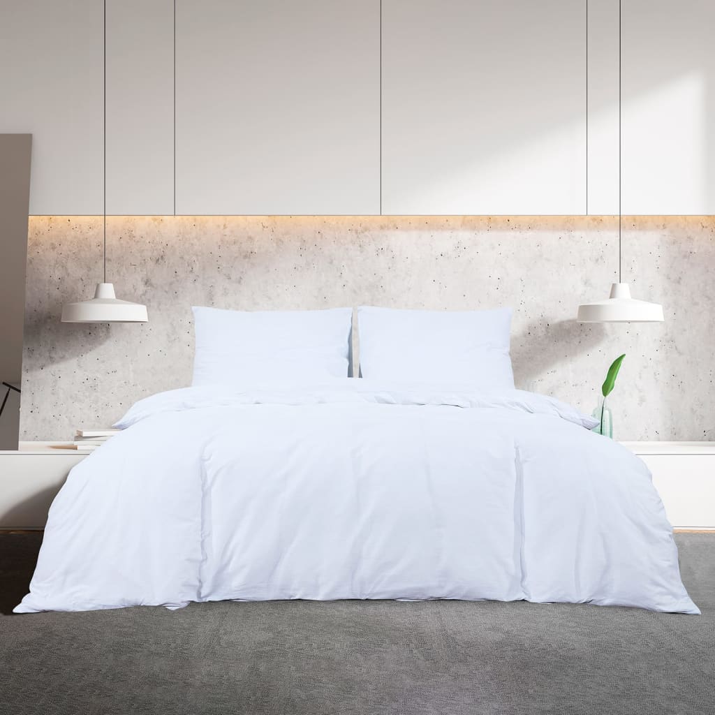 Duvet Cover Set White 220x240 cm Light-weight Microfiber