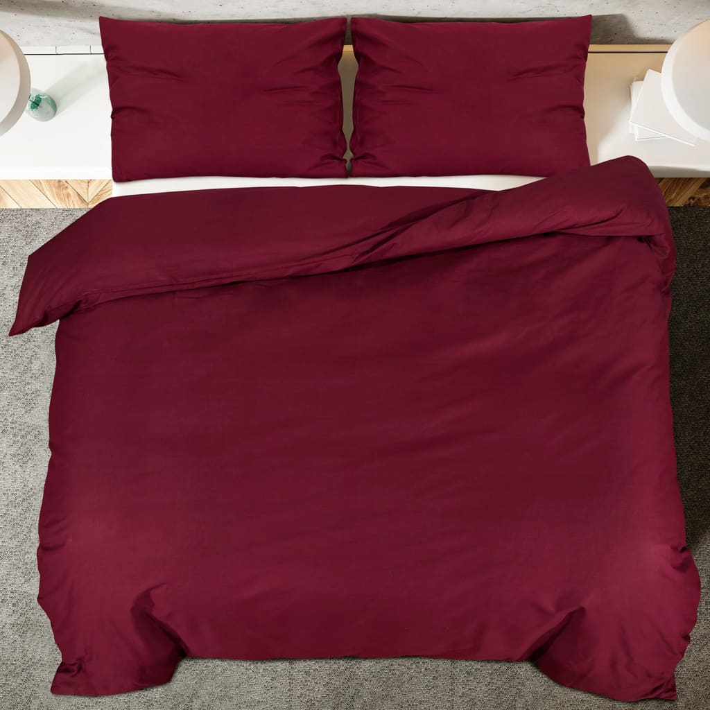 Duvet Cover Set Bordeaux 240x220 cm Light-weight Microfiber