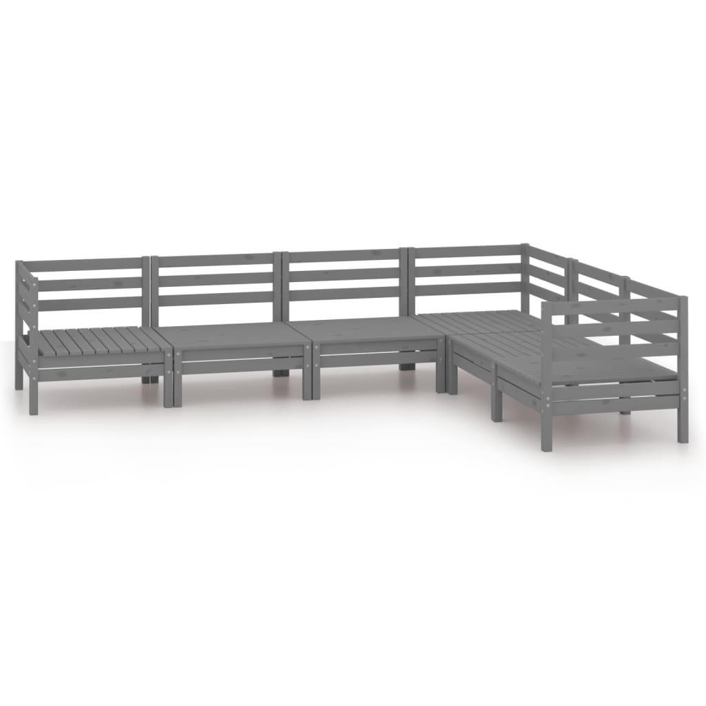 6 Piece Garden Lounge Set Solid Wood Pine Grey