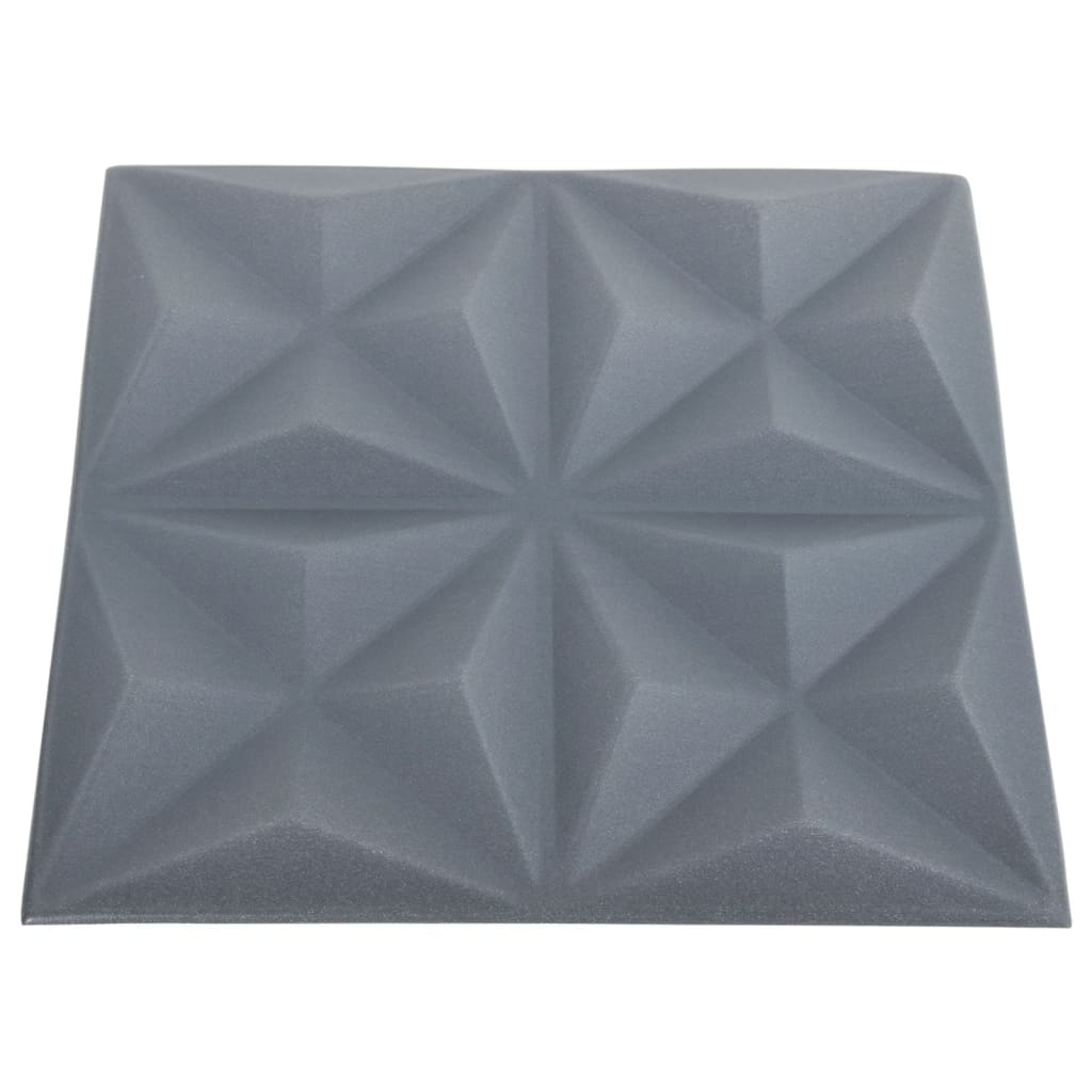 3D Wall Panels 48 pcs 50x50 cm Origami Grey 12 m²