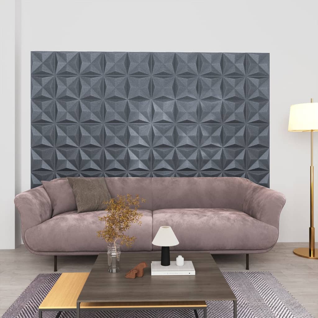 3D Wall Panels 48 pcs 50x50 cm Origami Grey 12 m²