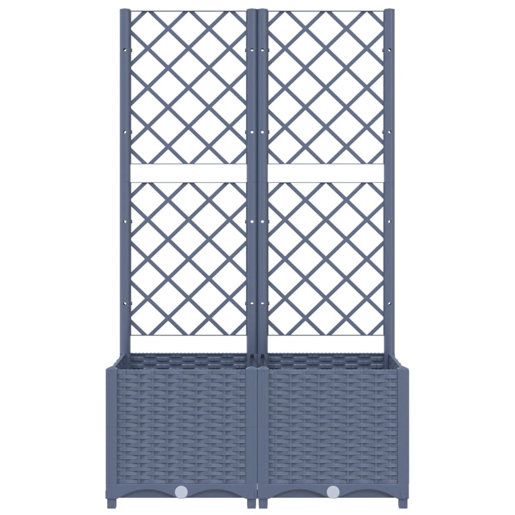 Garden Planter with Trellis Blue Grey 80x40x136 cm PP