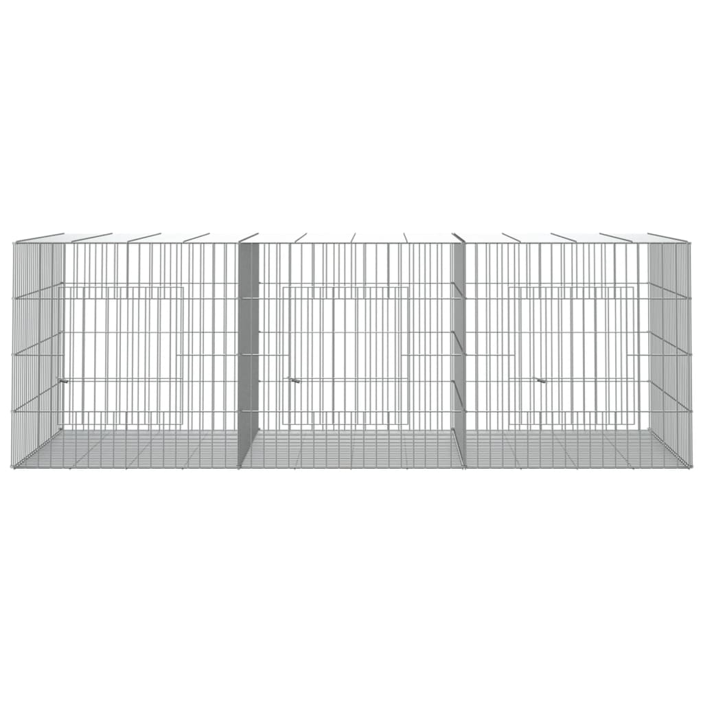 3-Panel Rabbit Cage 163x79x54 cm Galvanised Iron