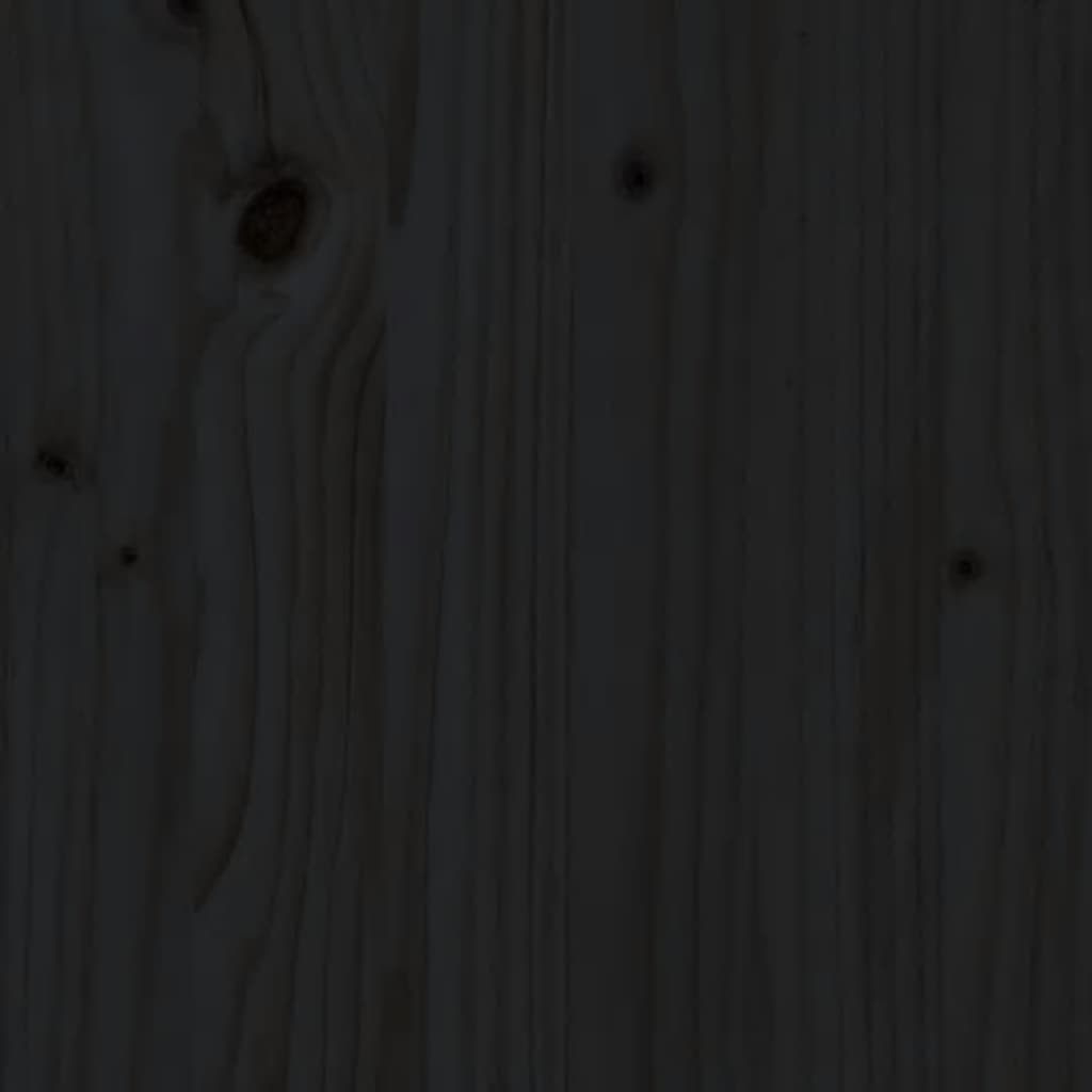 Bed Headboard Black 205.5x4x100 cm Solid Wood Pine