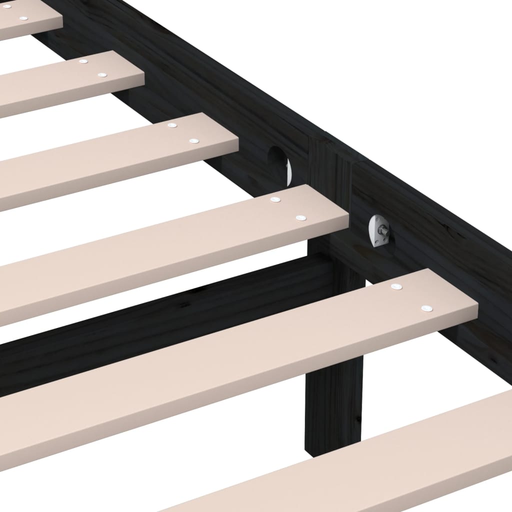 3101202 vidaXL Bed Frame without Mattress Black Solid Wood 140x190 cm (810001+814198)