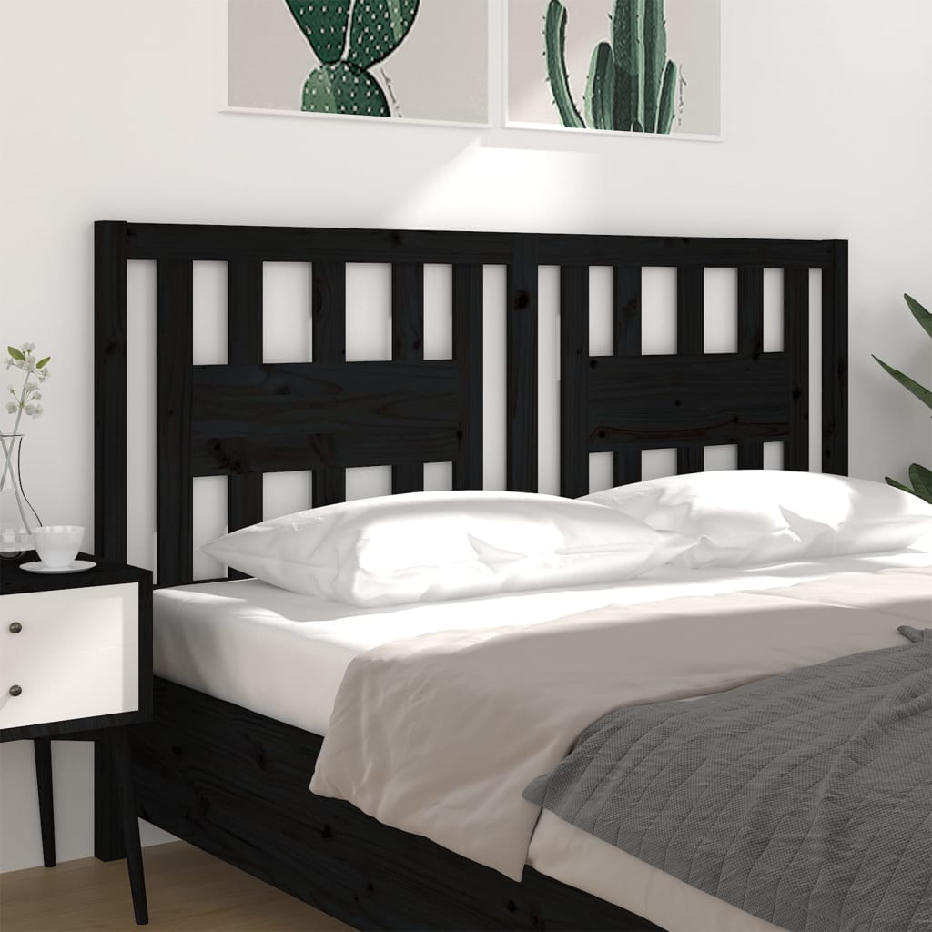 Headboard Black 166x4x100 cm Solid Wood Pine