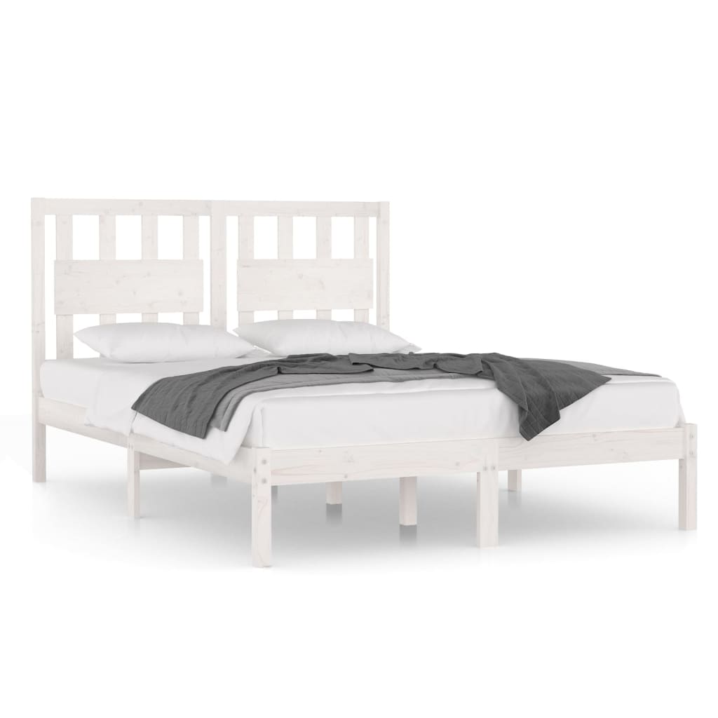 3103954 vidaXL Bed Frame without Mattress White Solid Wood 200x200 cm (810038+818591)