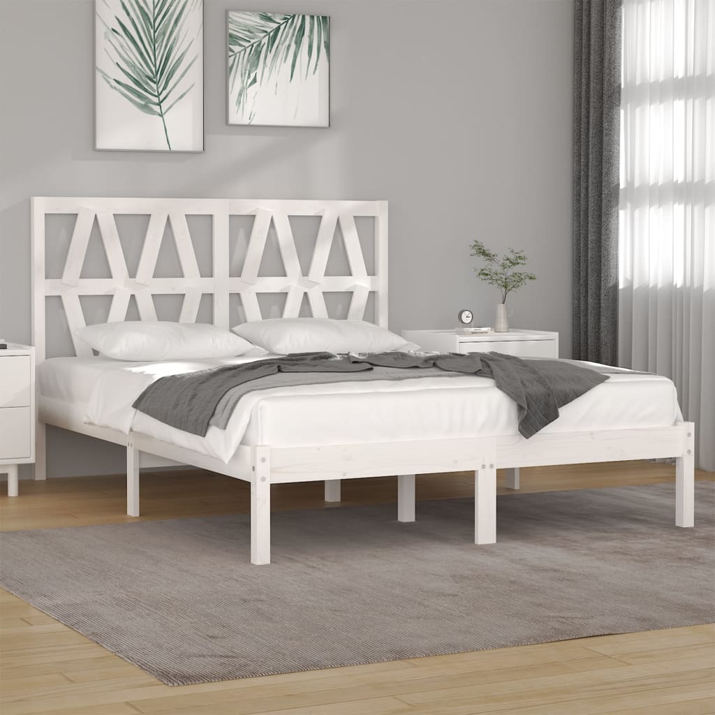 3103994 vidaXL Bed Frame without Mattress White Solid Wood 120x200 cm (810013+818611)