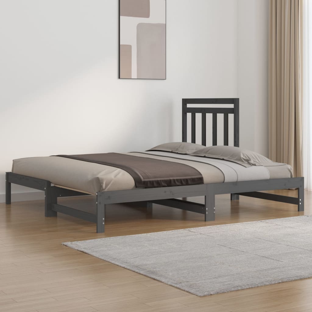 Pull-out Day Bed without Mattress Grey 2x(90x200) cm