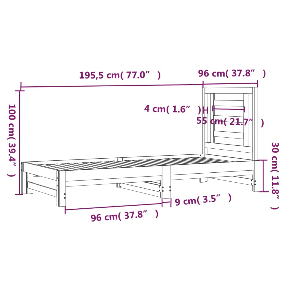 Pull-out Day Bed without Mattress 2x(90x190) cm