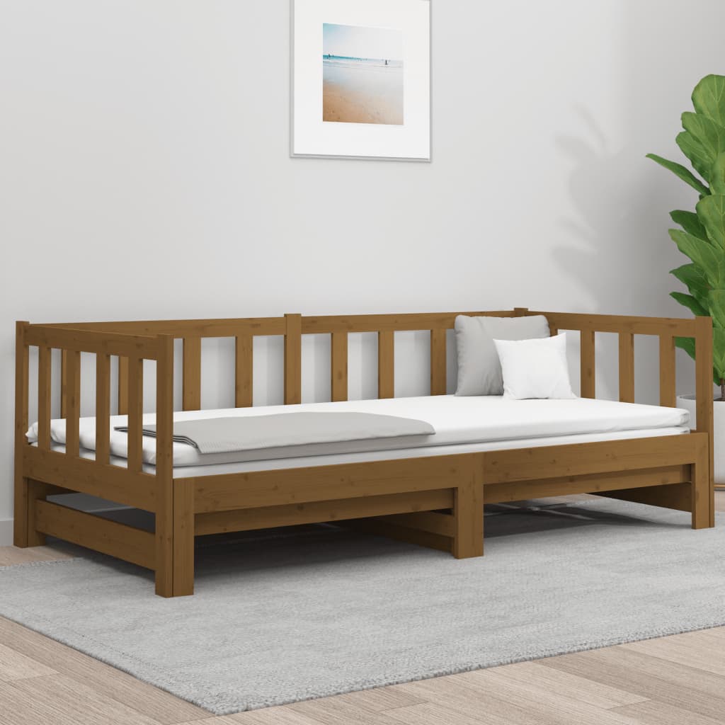 Pull-out Day Bed without Mattress Honey Brown 2x(90x190)cm