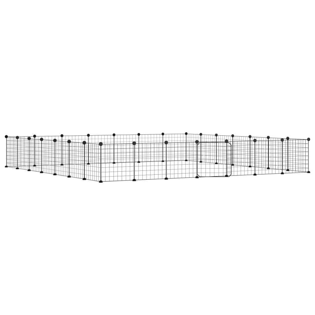 28-Panel Pet Cage with Door Black 35x35 cm Steel