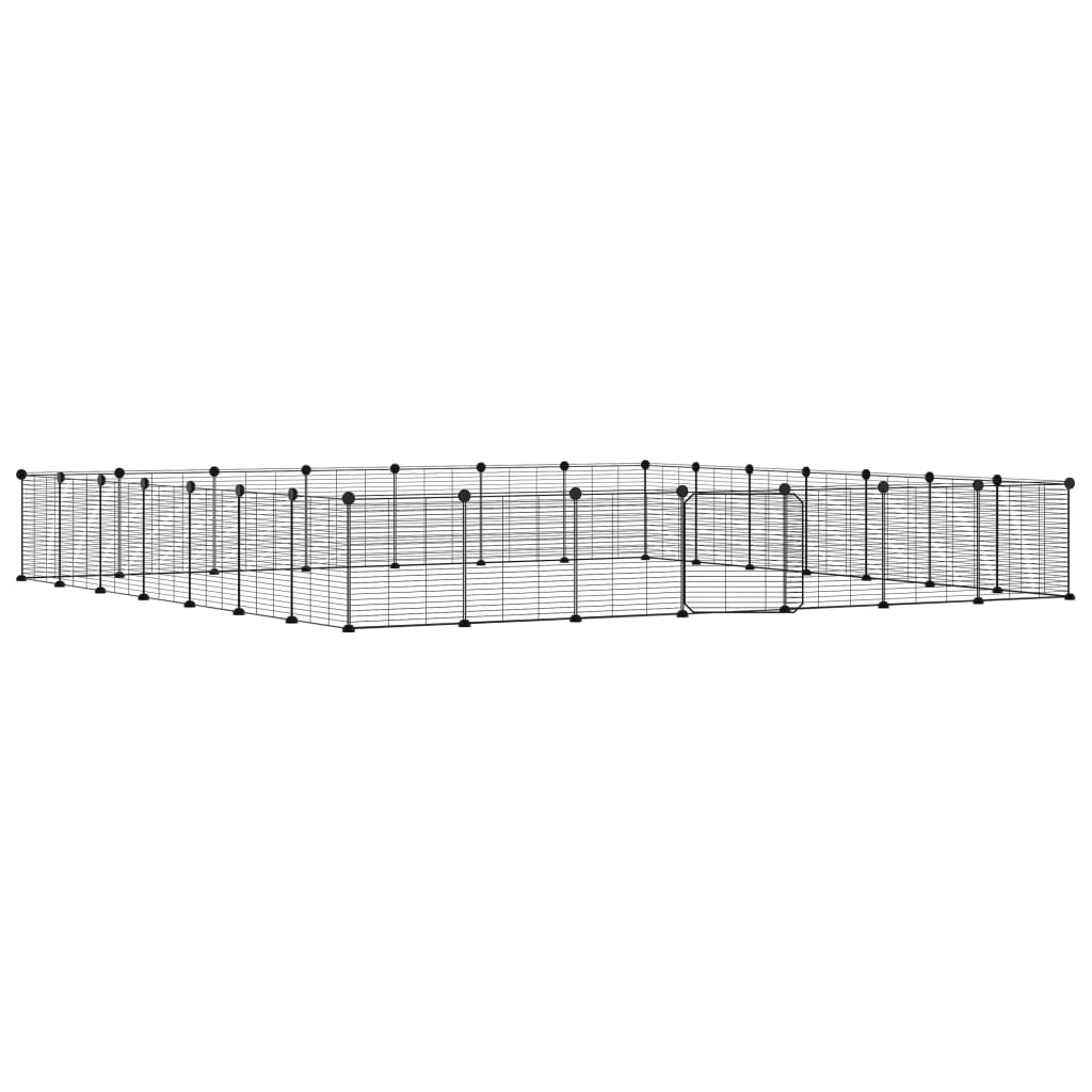 28-Panel Pet Cage with Door Black 35x35 cm Steel