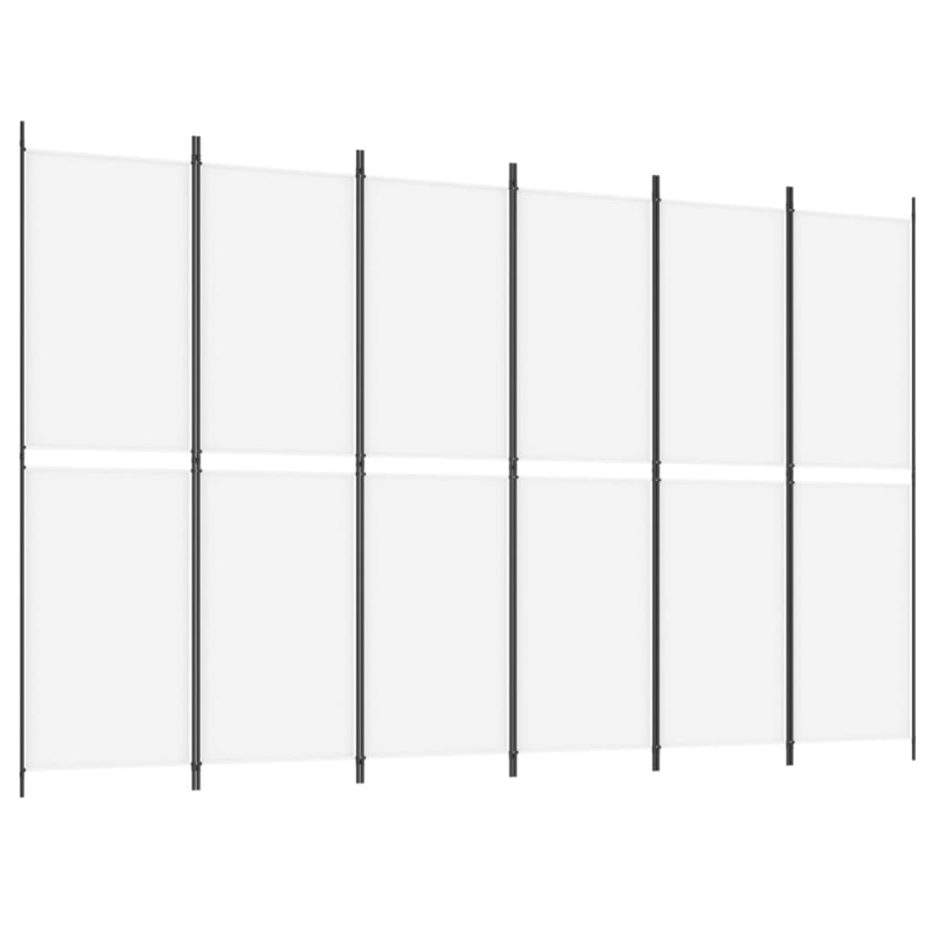 6-Panel Room Divider White 300x200 cm Fabric
