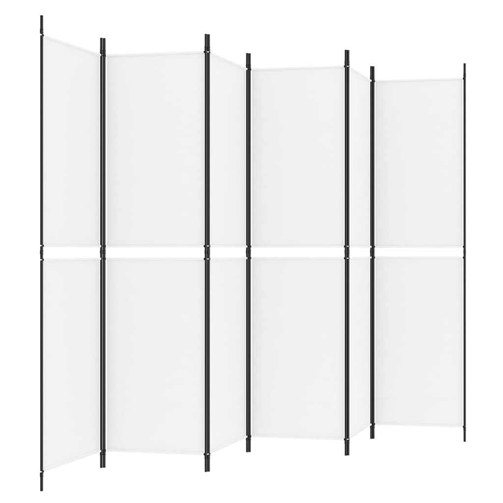 6-Panel Room Divider White 300x200 cm Fabric