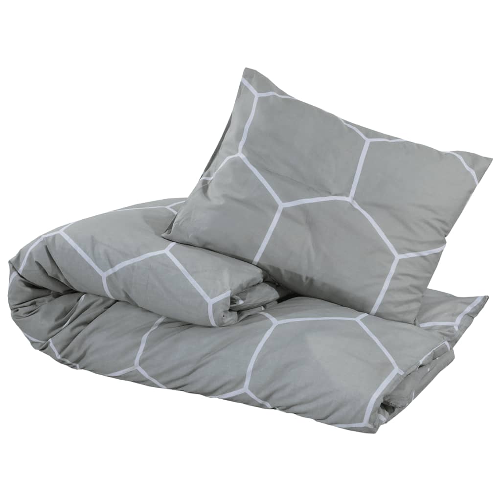 Duvet Cover Set Grey 220x240 cm Cotton