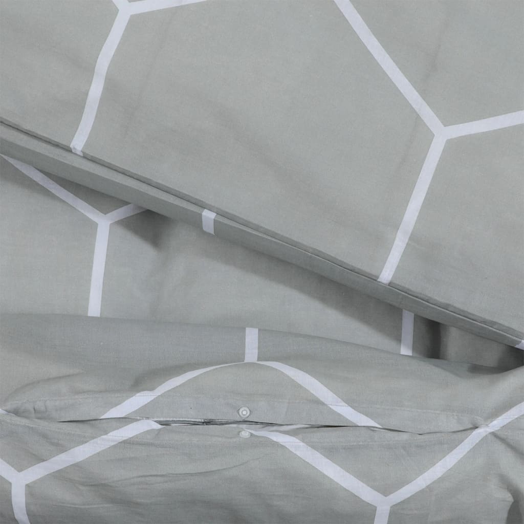 Duvet Cover Set Grey 220x240 cm Cotton