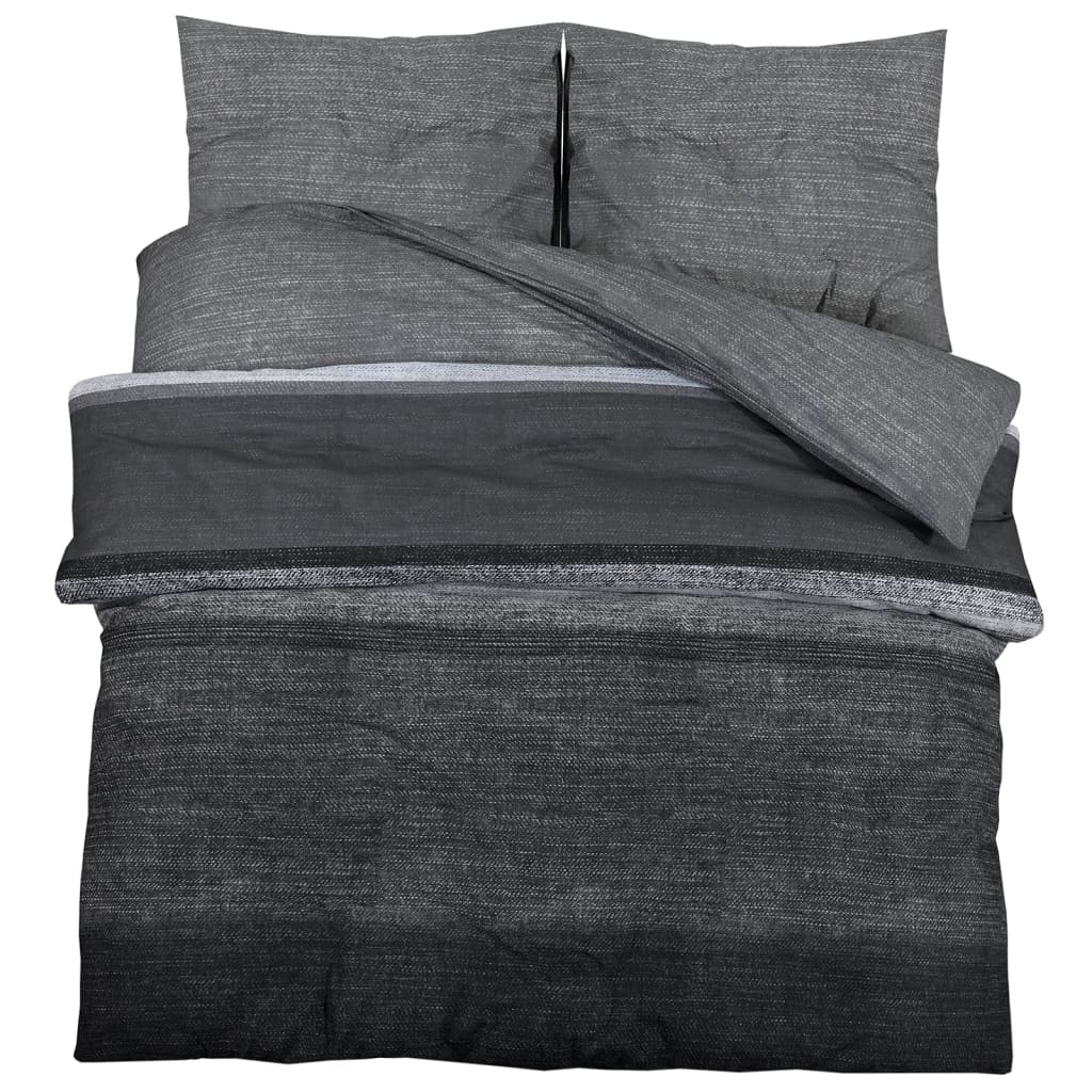 Duvet Cover Set Dark Grey 225x220 cm Cotton