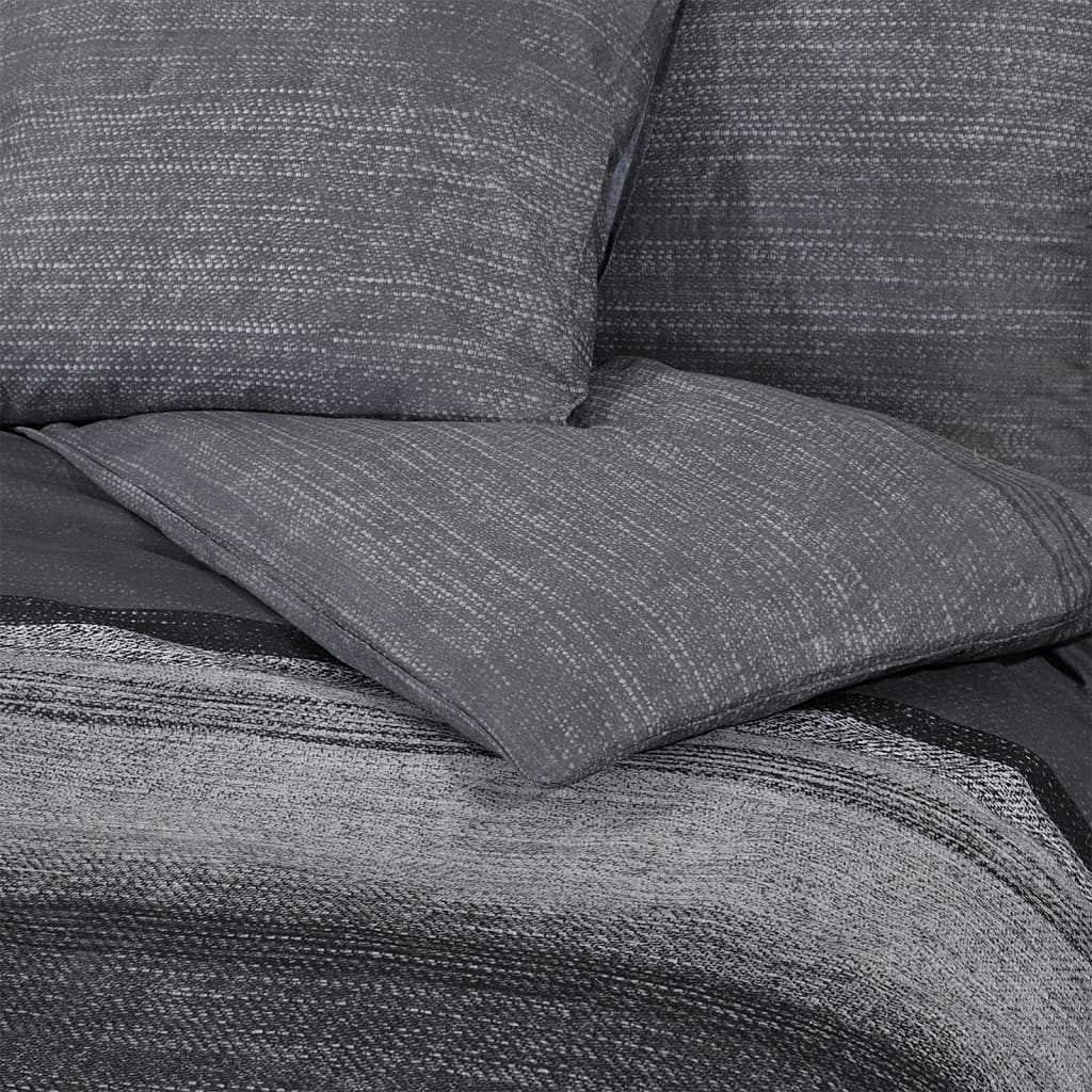 Duvet Cover Set Dark Grey 225x220 cm Cotton