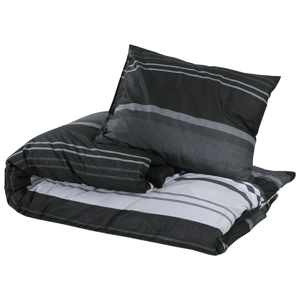 Duvet Cover Set Black and White 155x220 cm Cotton