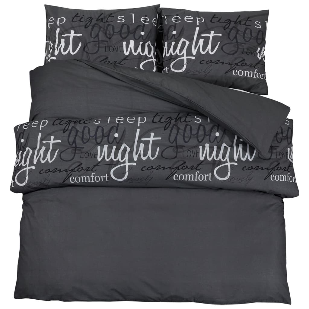 Duvet Cover Set Black 240x220 cm Cotton
