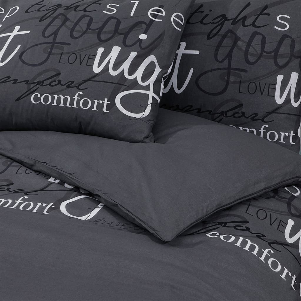 Duvet Cover Set Black 240x220 cm Cotton