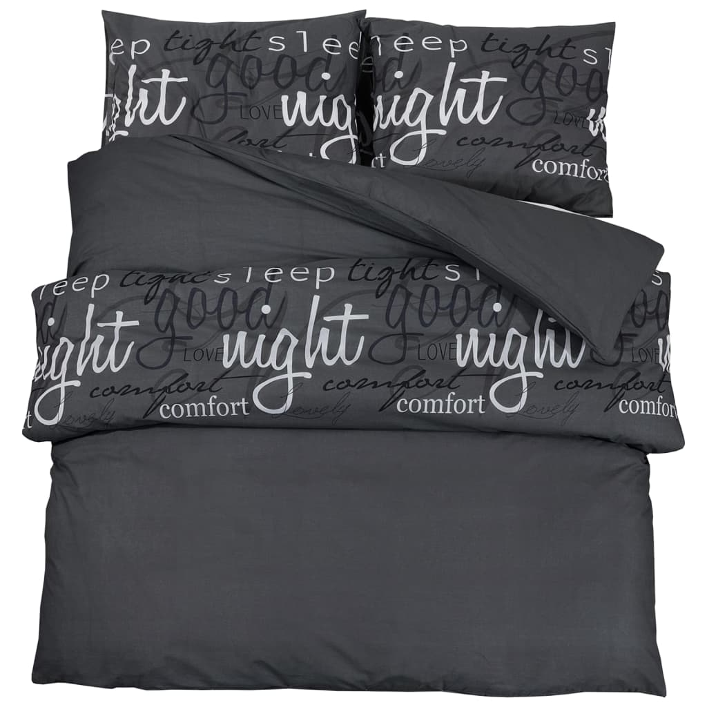 Duvet Cover Set Black 260x220 cm Cotton