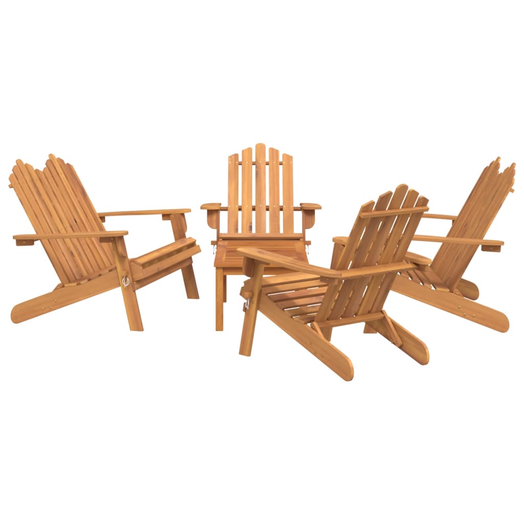 5 Piece Adirondack Garden Lounge Set Solid Wood Acacia