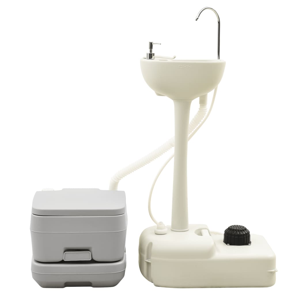 Portable Camping Toilet and Handwash Stand Set with Water Tank