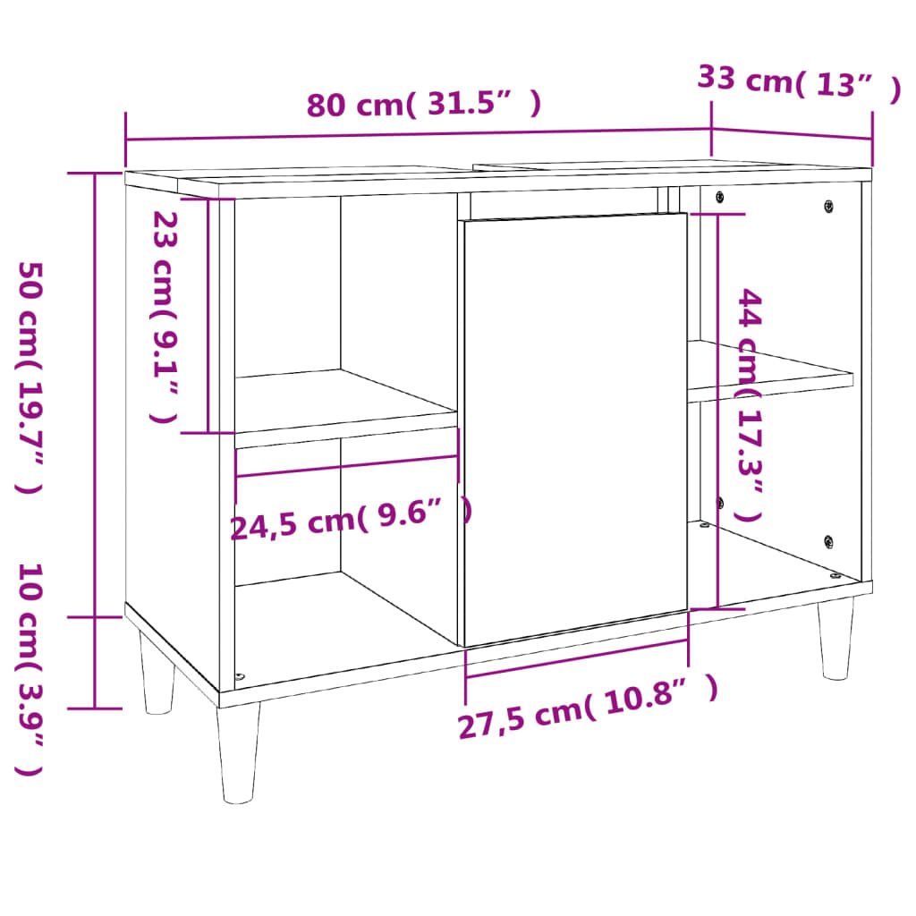 3 Piece Bathroom Furniture Set Grey Sonoma Engineered Wood
