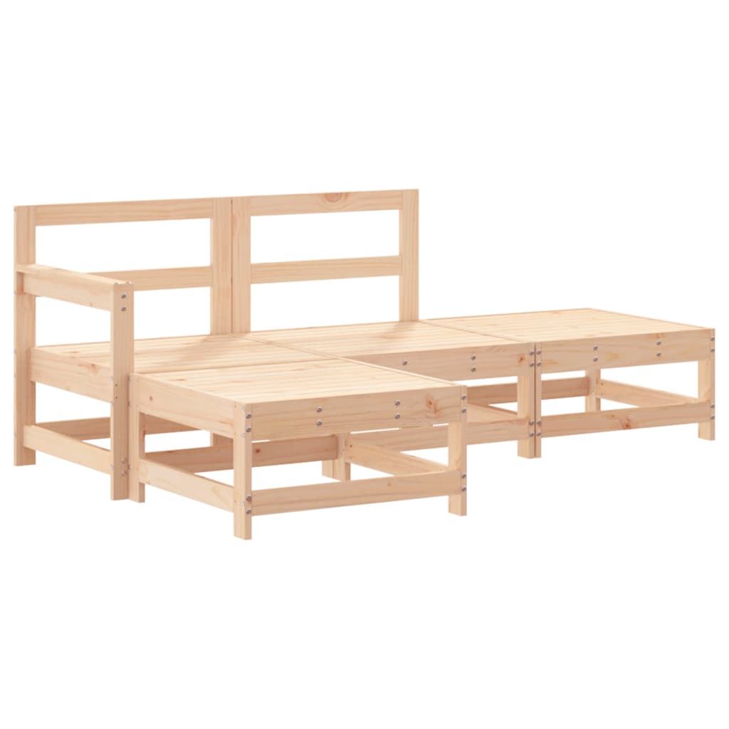 4 Piece Garden Lounge Set Solid Wood Pine