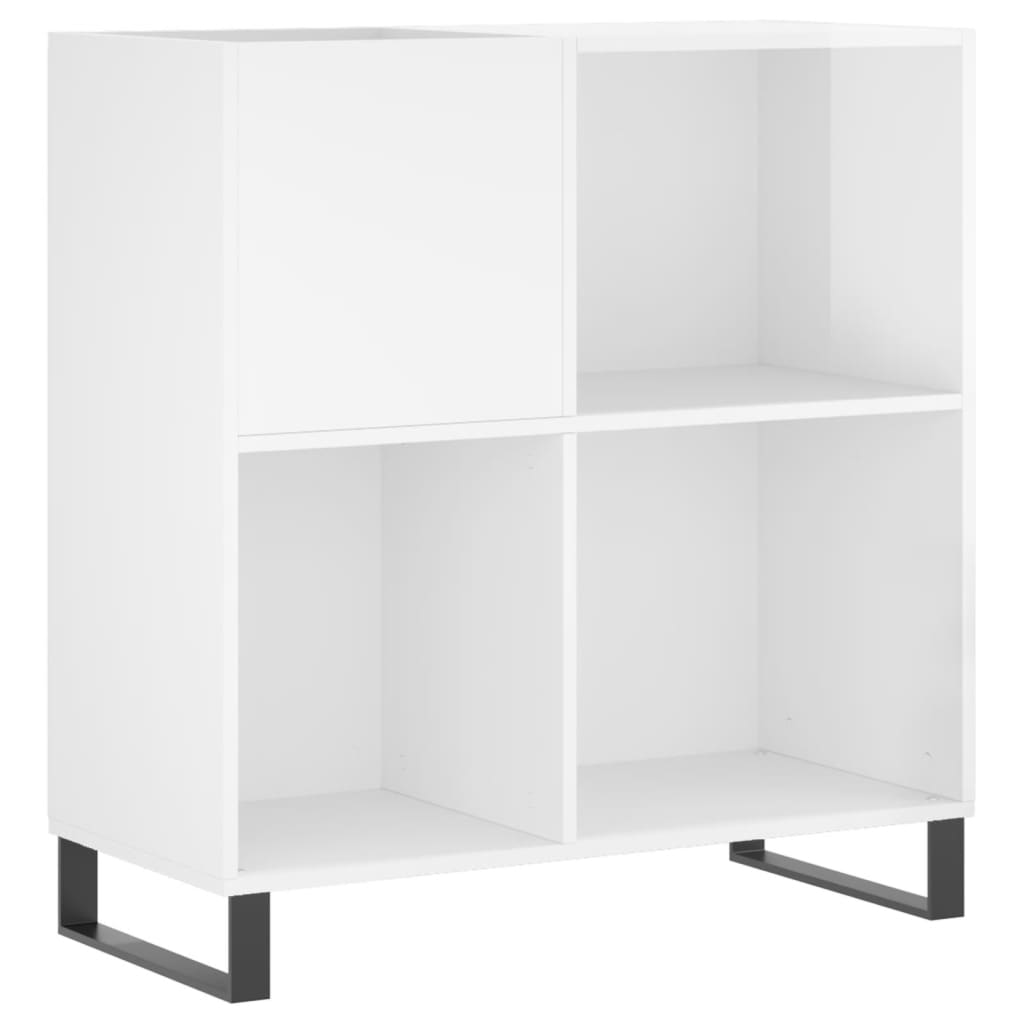 Record Cabinet High Gloss White 84.5x38x89 cm Engineered Wood