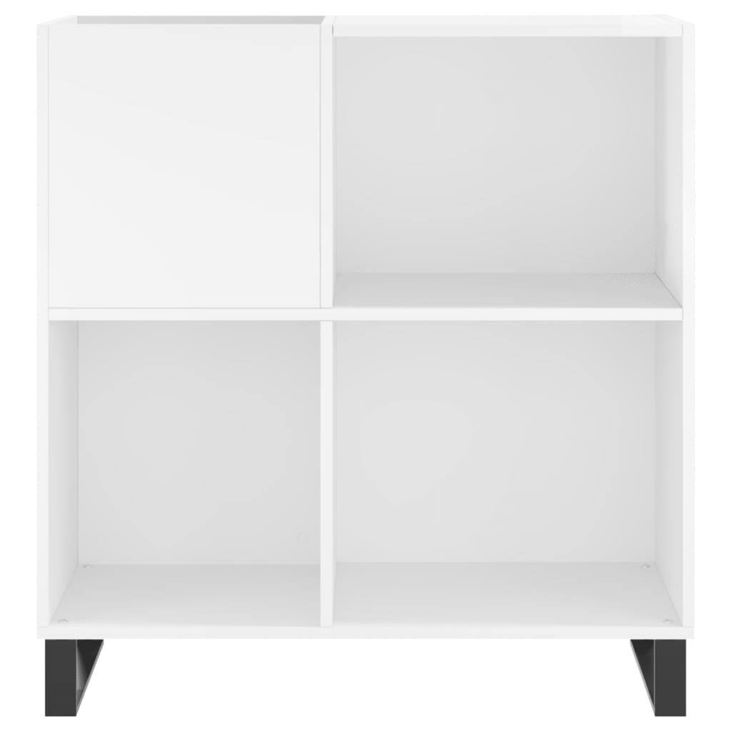 Record Cabinet High Gloss White 84.5x38x89 cm Engineered Wood
