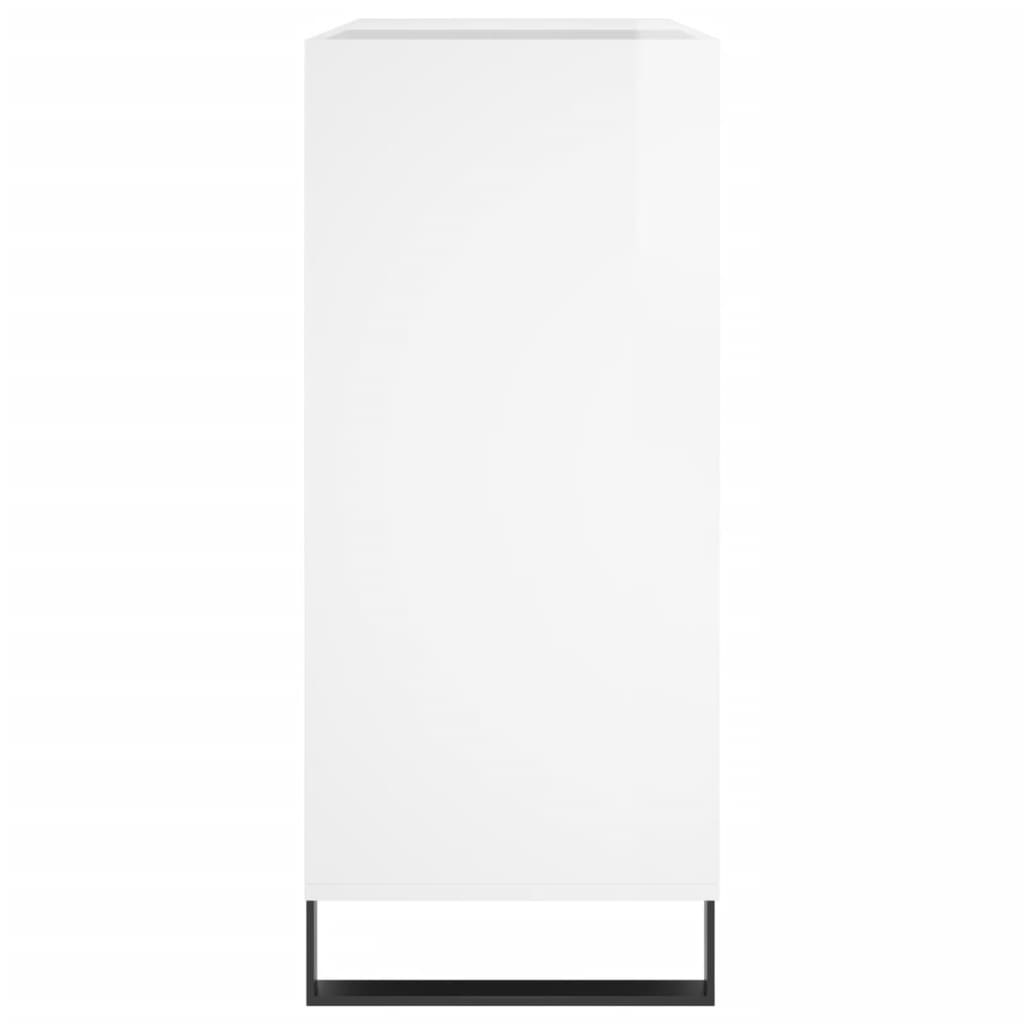 Record Cabinet High Gloss White 84.5x38x89 cm Engineered Wood