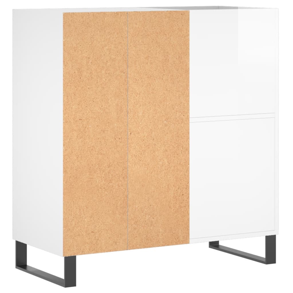 Record Cabinet High Gloss White 84.5x38x89 cm Engineered Wood