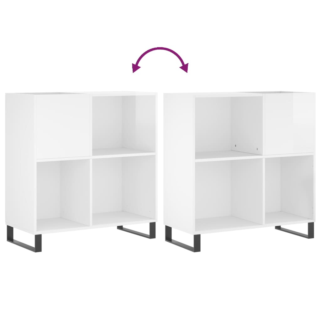 Record Cabinet High Gloss White 84.5x38x89 cm Engineered Wood