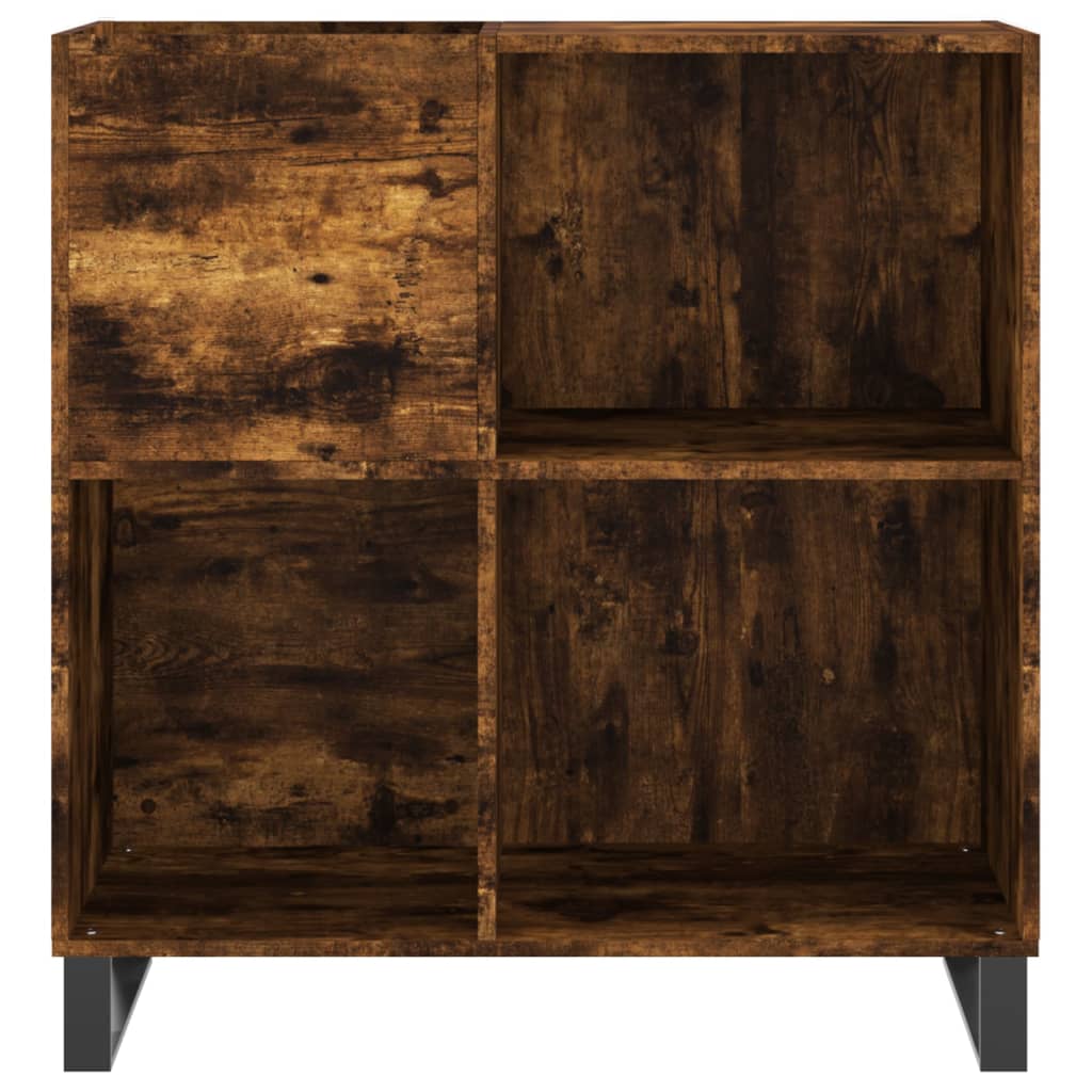 Record Cabinet Smoked Oak 84.5x38x89 cm Engineered Wood